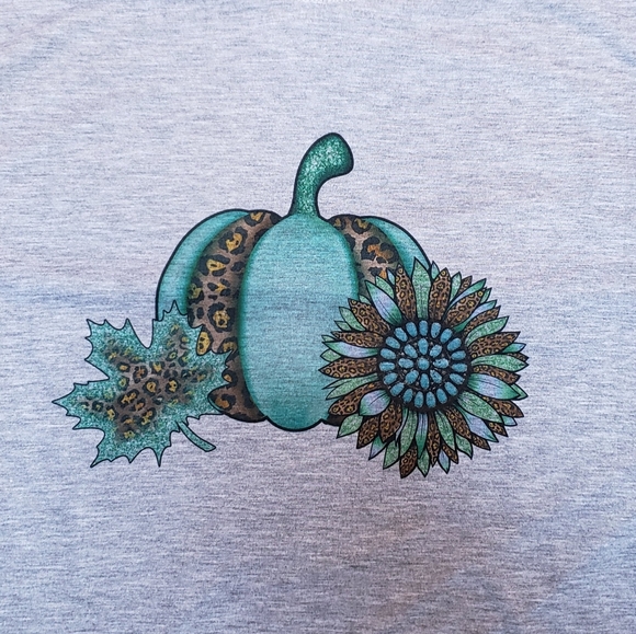 Fall Womens Graphic Teal Pumpkin Design - Picture 4 of 6